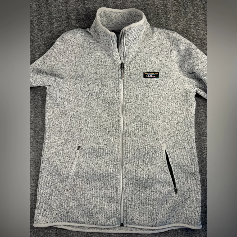 Womens L.L. Bean Pewter Gray Full Zip Fleece Sweater Jacket Large - Picture 2 of 6